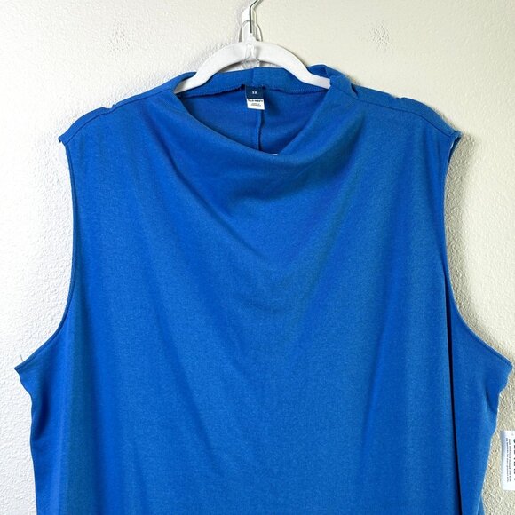 Old Navy Mock Neck Mini Dress Plus Size 3X Blue Sleeveless Minimalist NWT - Picture 2 of 11